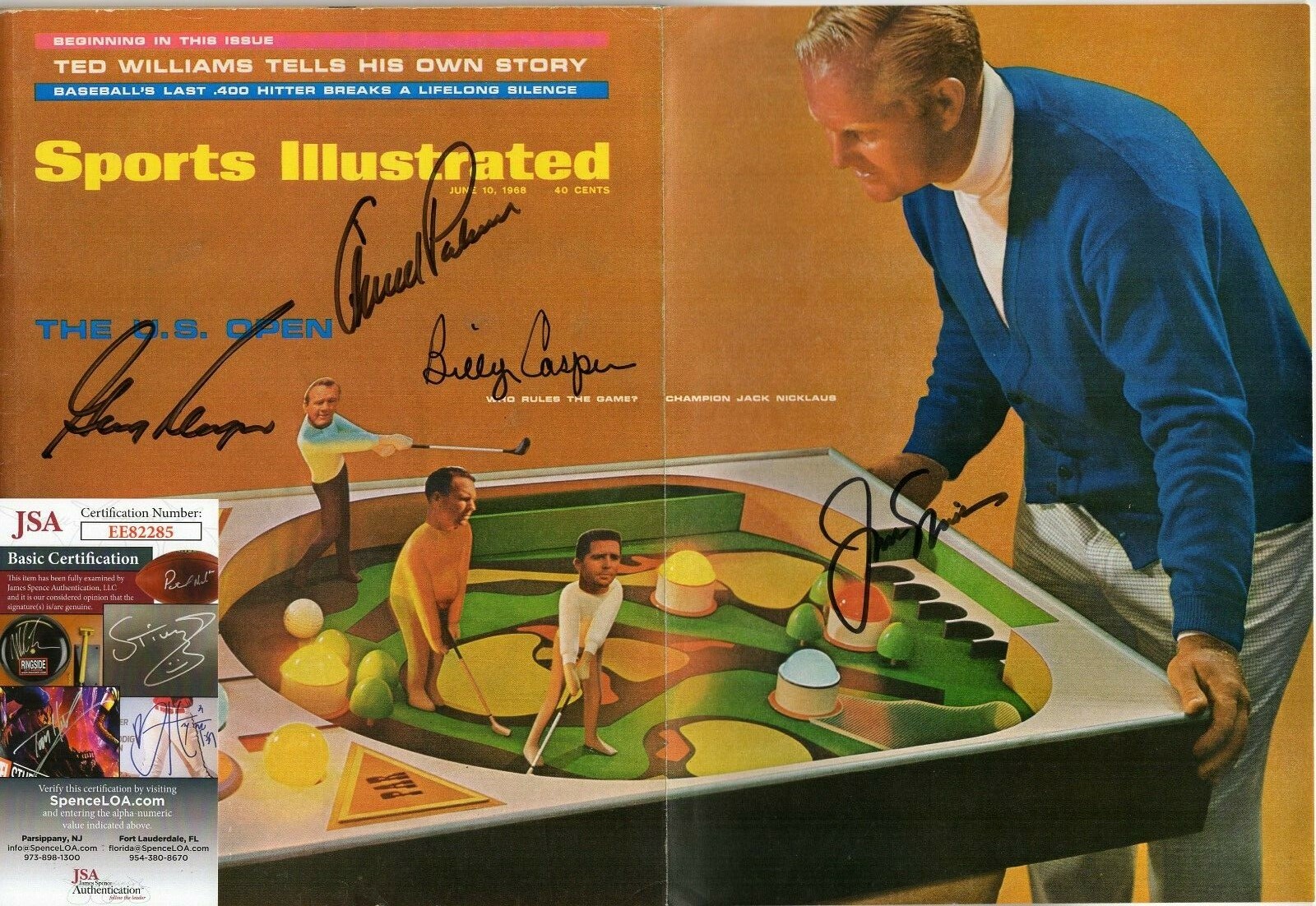 Jack Nicklaus Arnold Palmer Gary Player Casper Signed Sports Illustrated JSA COA