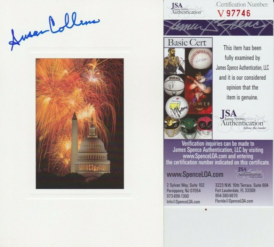 Susan Collins Signed Postcard w/ JSA COA #V97746 US Senator Maine