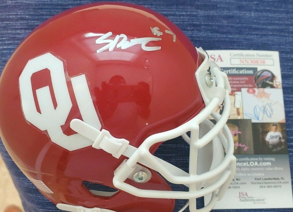 Spencer Rattler Signed Mini Helmet w/ JSA COA #NN30838 Oklahoma Sooners OU
