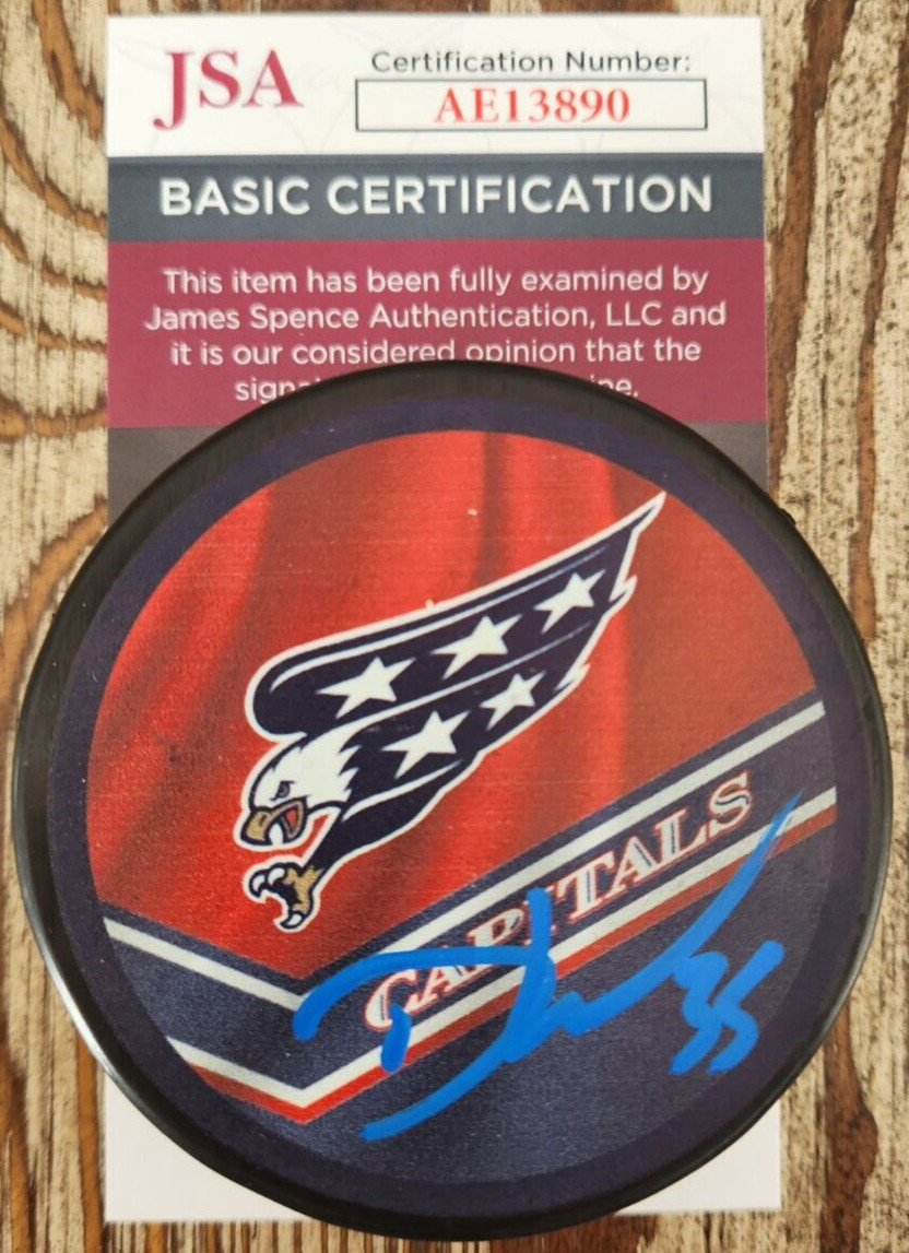 Darcy Kuemper Signed Reverse Retro Puck w/ JSA COA #AE13890 Washington Capitals