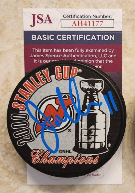 John Madden Signed 2000 Stanley Cup Champions Puck w/ JSA COA #AH41177 NJ Devils