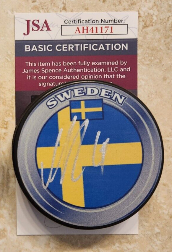 Nicklas Backstrom Signed Sweden Puck w/ JSA COA #AH41171 Washington Capitals