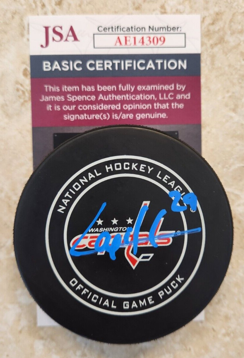 Hendrix Lapierre Signed Official NHL Game Puck w/ JSA COA Washington Capitals 7