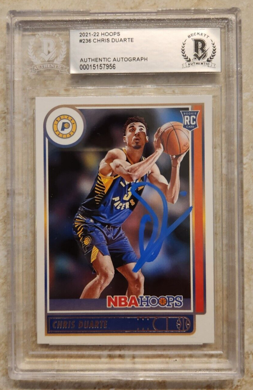 Chris Duarte Signed 2021-22 Hoops Card BAS COA Beckett Encapsulation Rookie RC 2