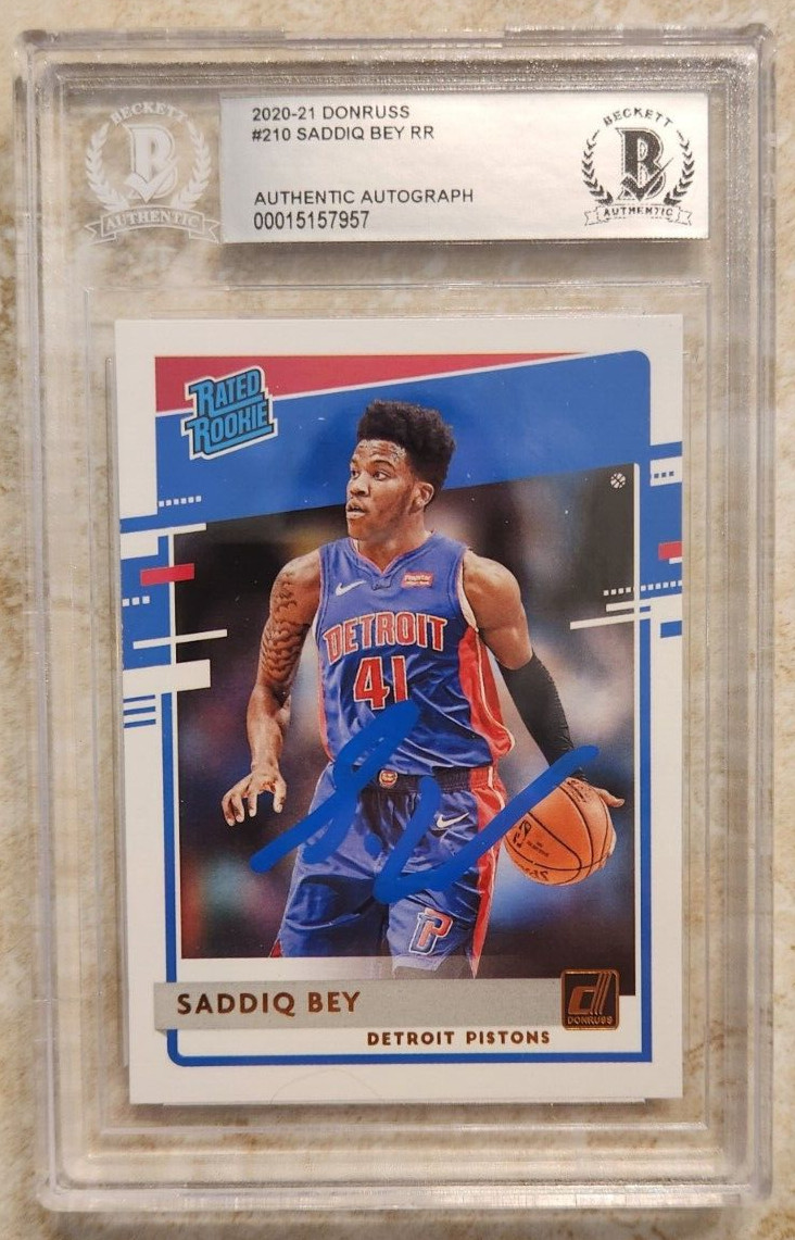 Saddiq Bey Signed 2020-21 Donruss Card w/ BAS COA Beckett Encapsulation Rookie