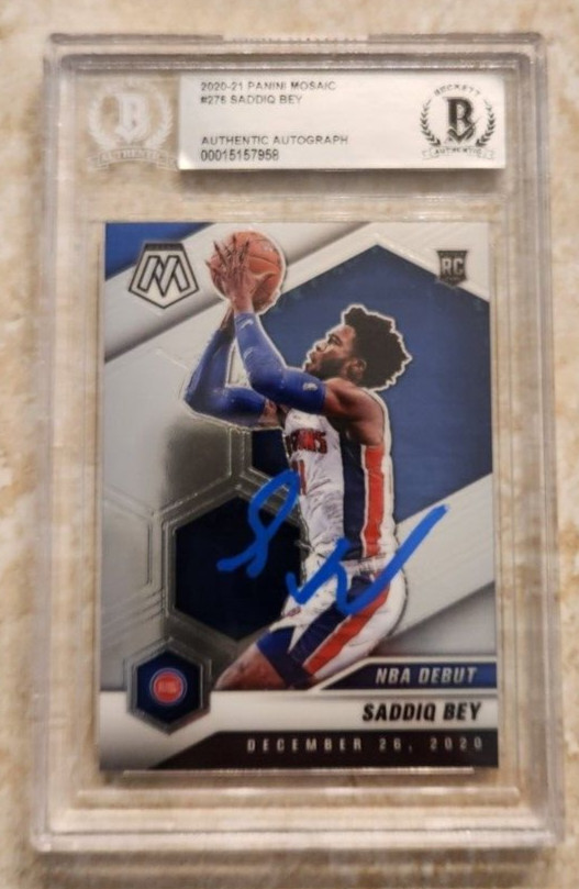 Saddiq Bey Signed 20-21 Panini Mosaic Card BAS COA Beckett Encapsulation Rookie