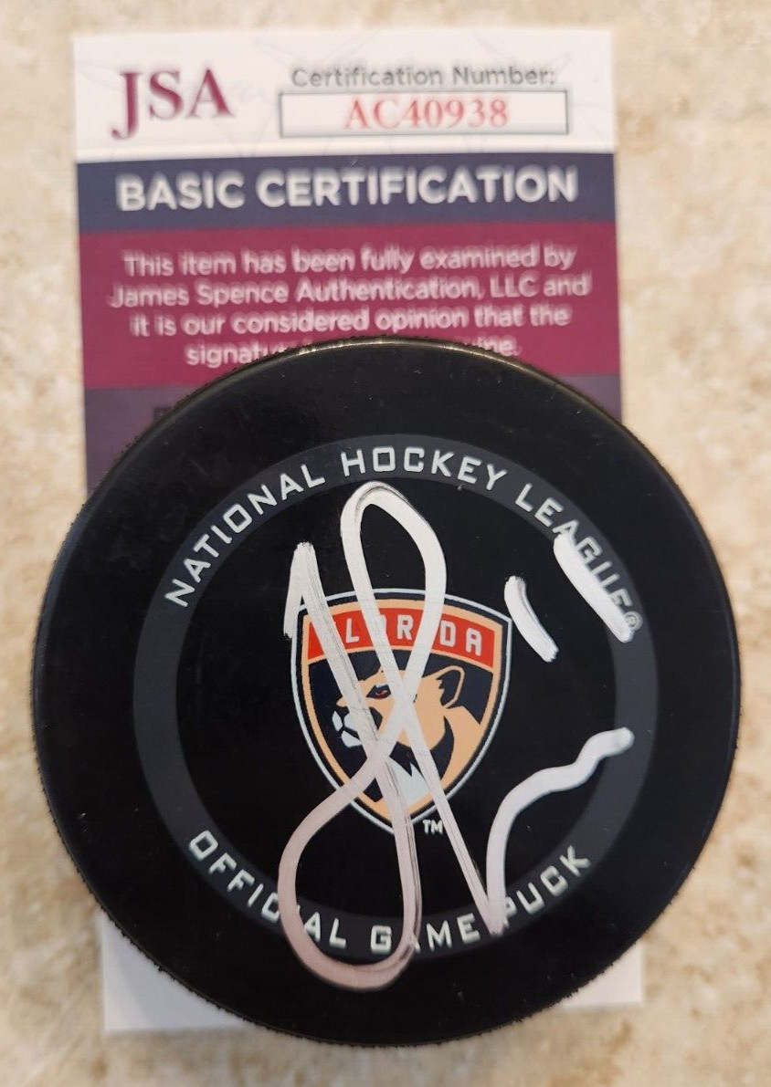 Jonathan Huberdeau Signed Official NHL Game Puck w/ JSA COA Florida Panthers 3
