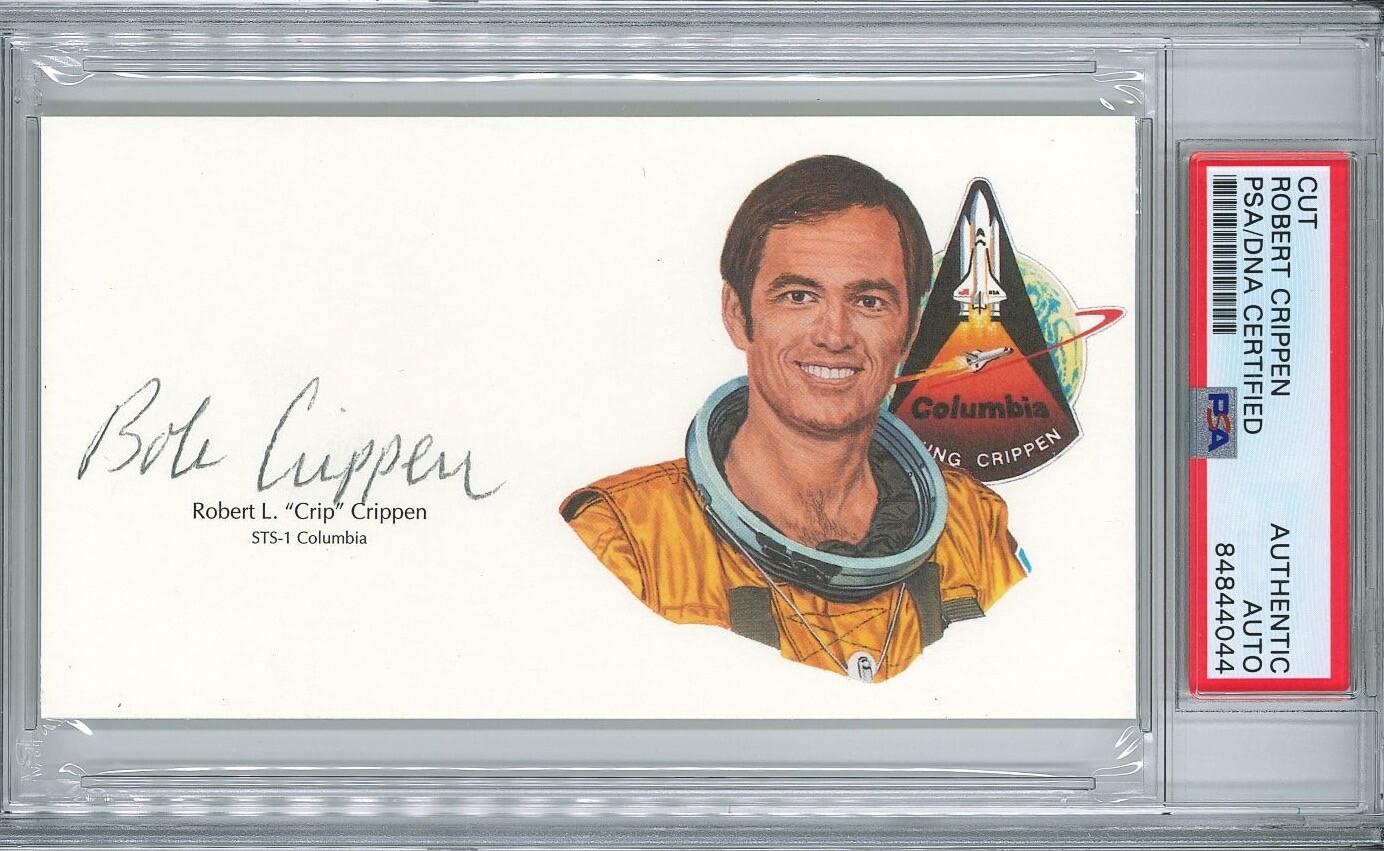 ROBERT CRIPPEN SIGNED CUT SIGNATURE PSA DNA 84844044 NASA COLUMBIA STS-1