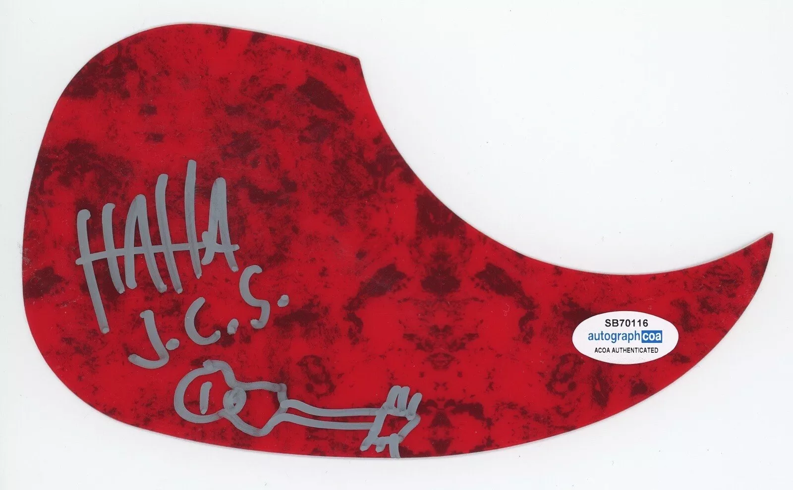 JIMI HAHA JIMMIES CHICKEN SHACK SIGNED AUTOGRAPH ACOUSTIC GUITAR PICKGUARD ACOA