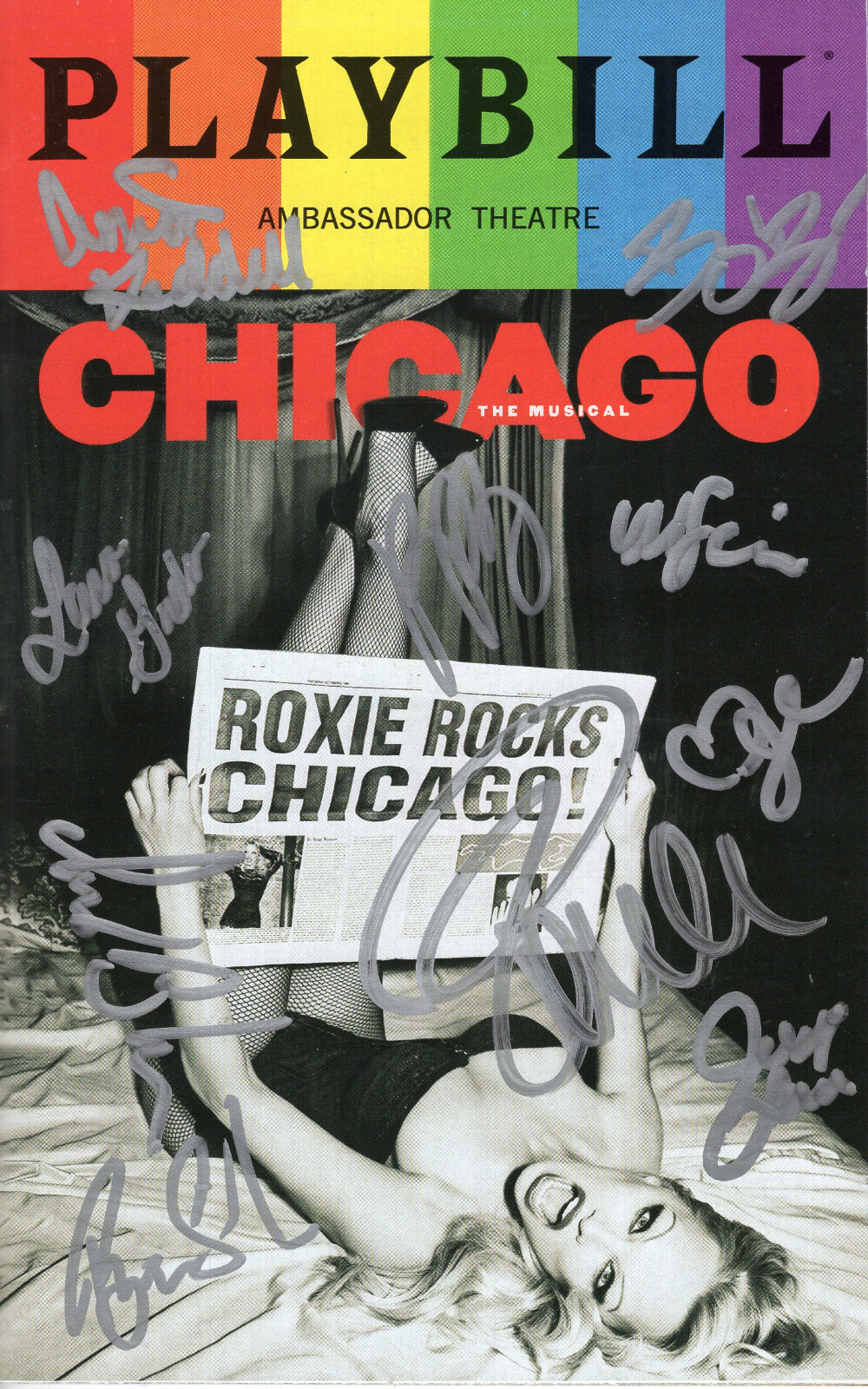 CHICAGO HAND SIGNED NYC PLAYBILL+COA SIGNED BY CAST PAM ANDERSON