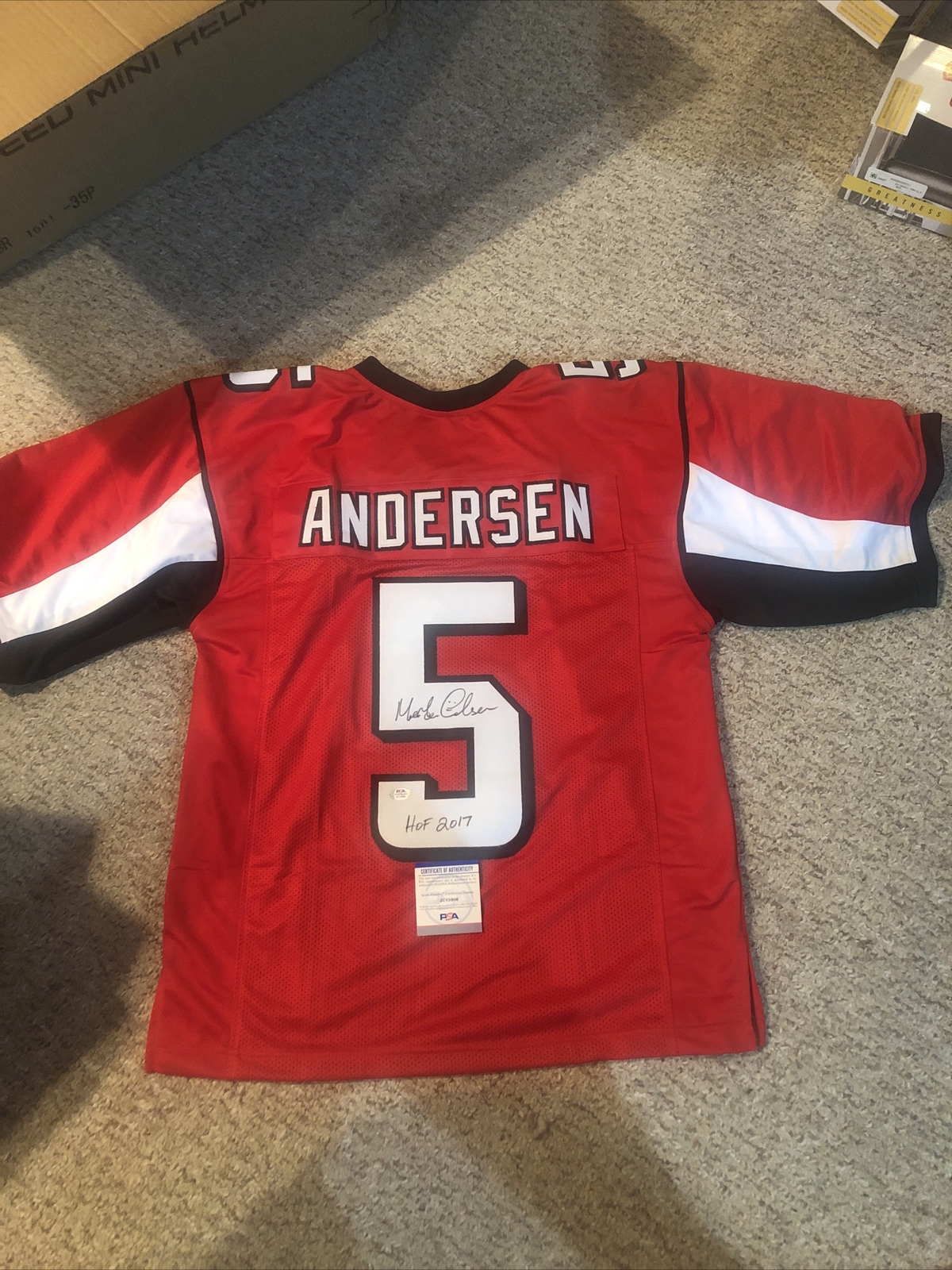 ATLANTA FALCONS- MORTEN ANDERSEN SIGNED AUTOGRAPH CUSTOM JERSEY PSA COA HOF 2017