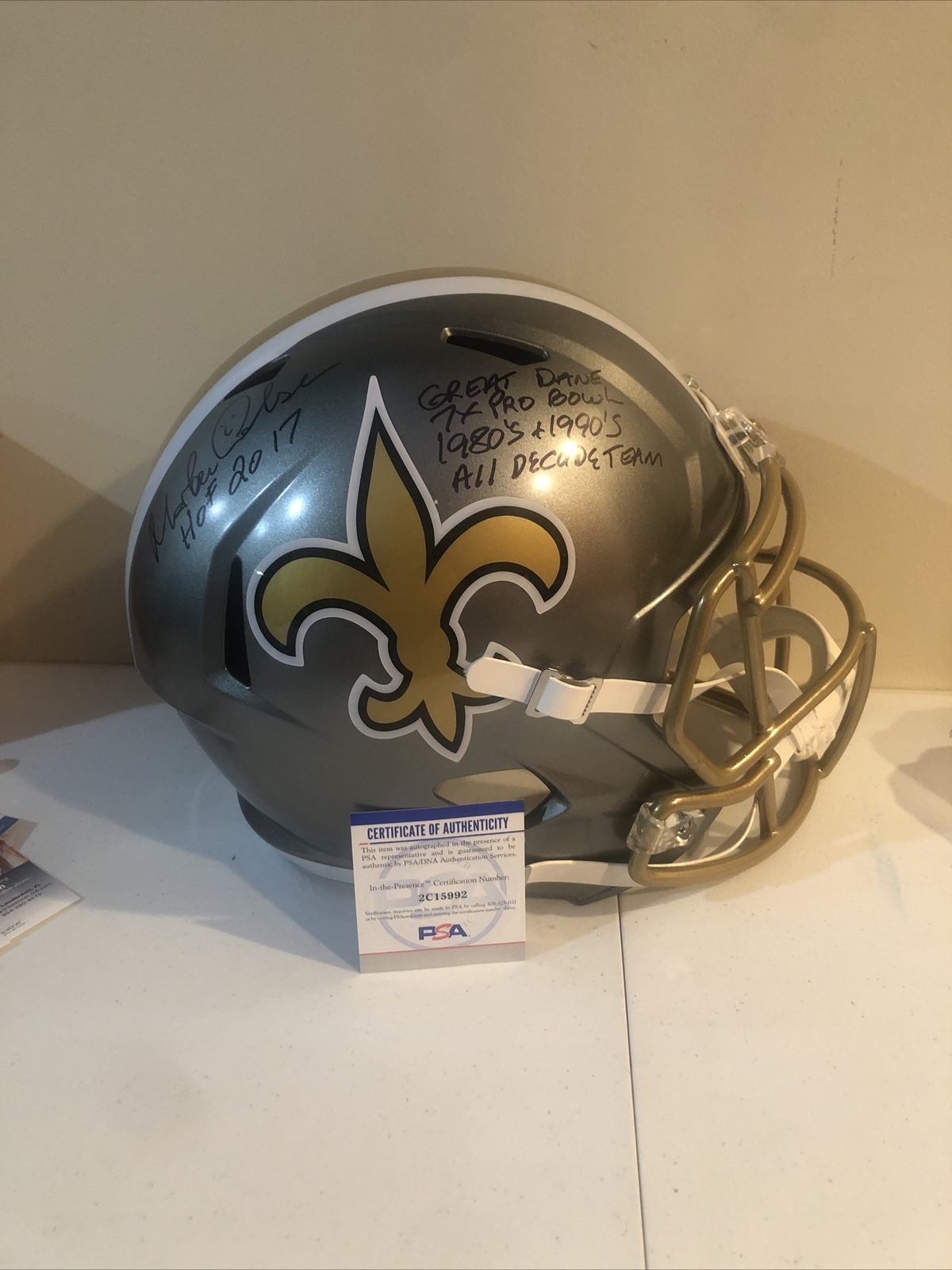 NEW ORLEANS SAINTS- MORTEN ANDERSEN SIGNED AUTOGRAPH FLASH FULL SIZE HEMET PSA!