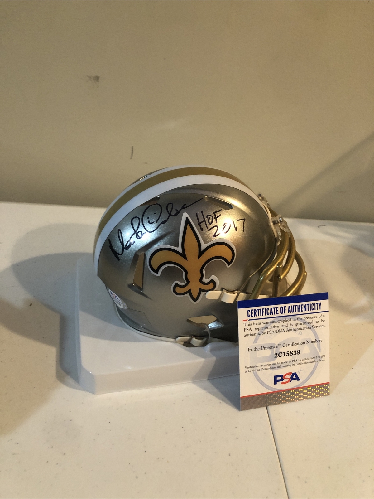NEW ORLEANS SAINTS- MORTEN ANDERSEN SIGNED AUTOGRAPH FLASH MINI HELMET PSA COA