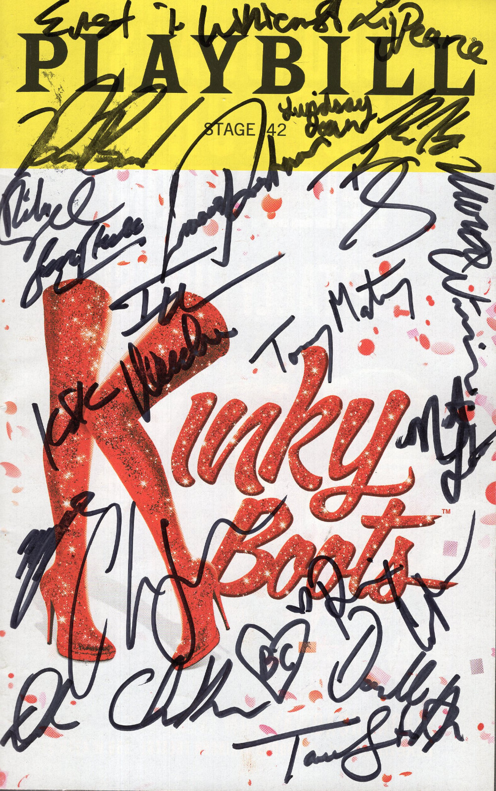 KINKY BOOTS HAND SIGNED NYC PLAYBILL+COA SIGNED BY CAST AWESOME