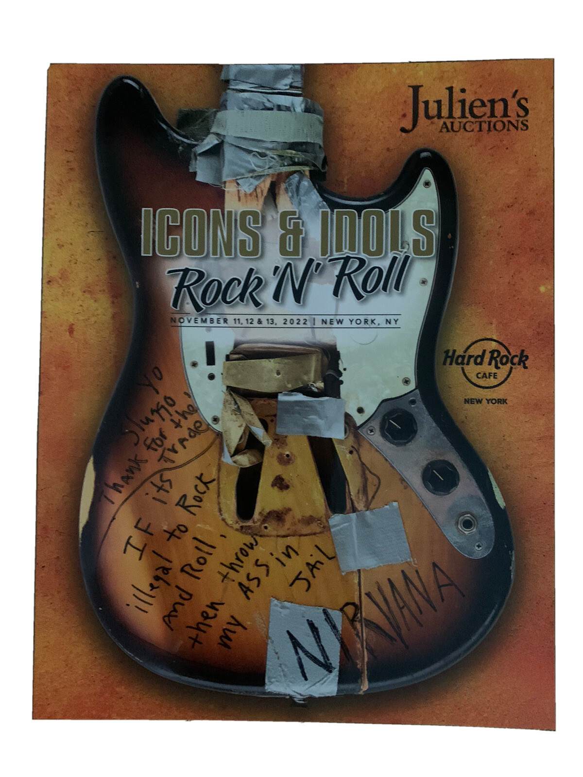 JULIAN‘S AUCTIONS ICONS & IDOLS ROCK ‘N’ ROLL NYC NOVEMBER 11,12,13 2022 NEW COLLECTIBLE MEMORABILIA