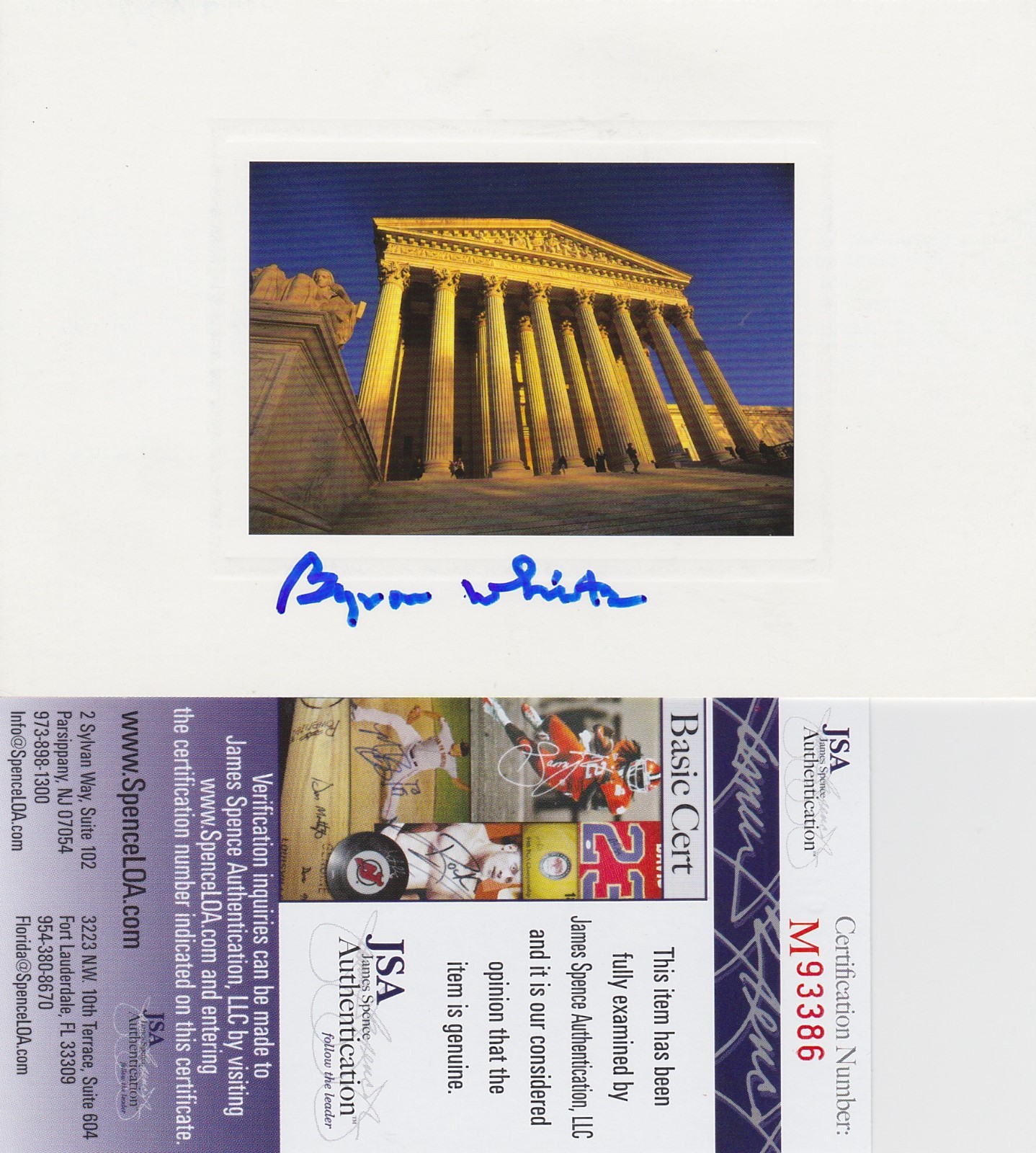 Byron White Signed Postcard w/ JSA COA #M93386 Supreme Court Justice