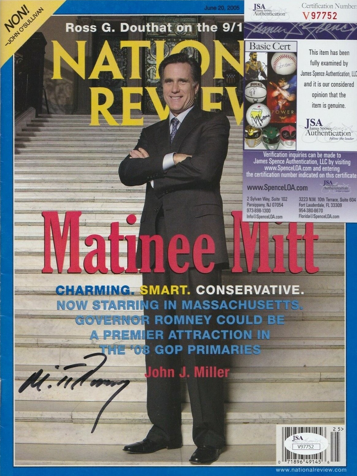 Mitt Romney Signed National Review Magazine w/ JSA COA #V97752