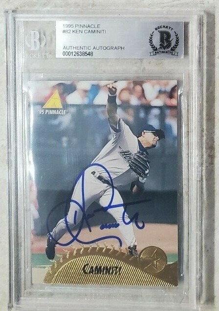 Ken Caminiti Signed 1995 Pinnacle Card w/ BAS COA Beckett Encapsulation Astros
