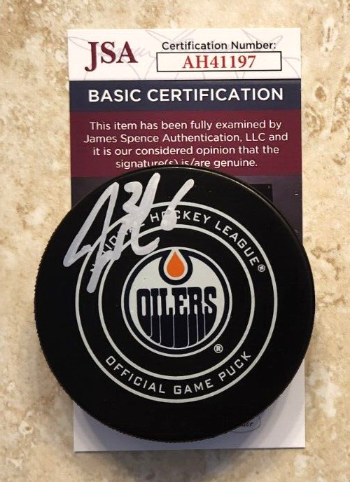 Jack Campbell Signed Official NHL Game Puck w/ JSA COA #AH41197 Edmonton Oilers