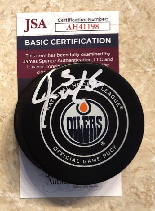 Jack Campbell Signed Official NHL Game Puck w/ JSA COA #AH41198 Edmonton Oilers