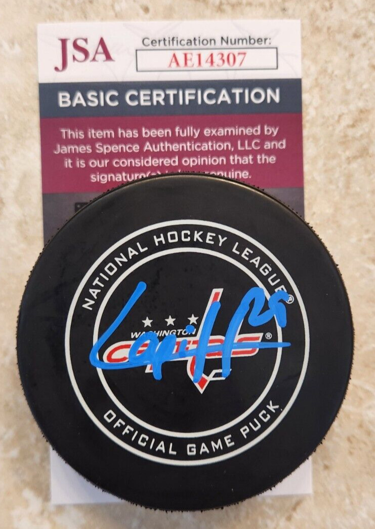Hendrix Lapierre Signed Official NHL Game Puck w/ JSA COA Washington Capitals 5