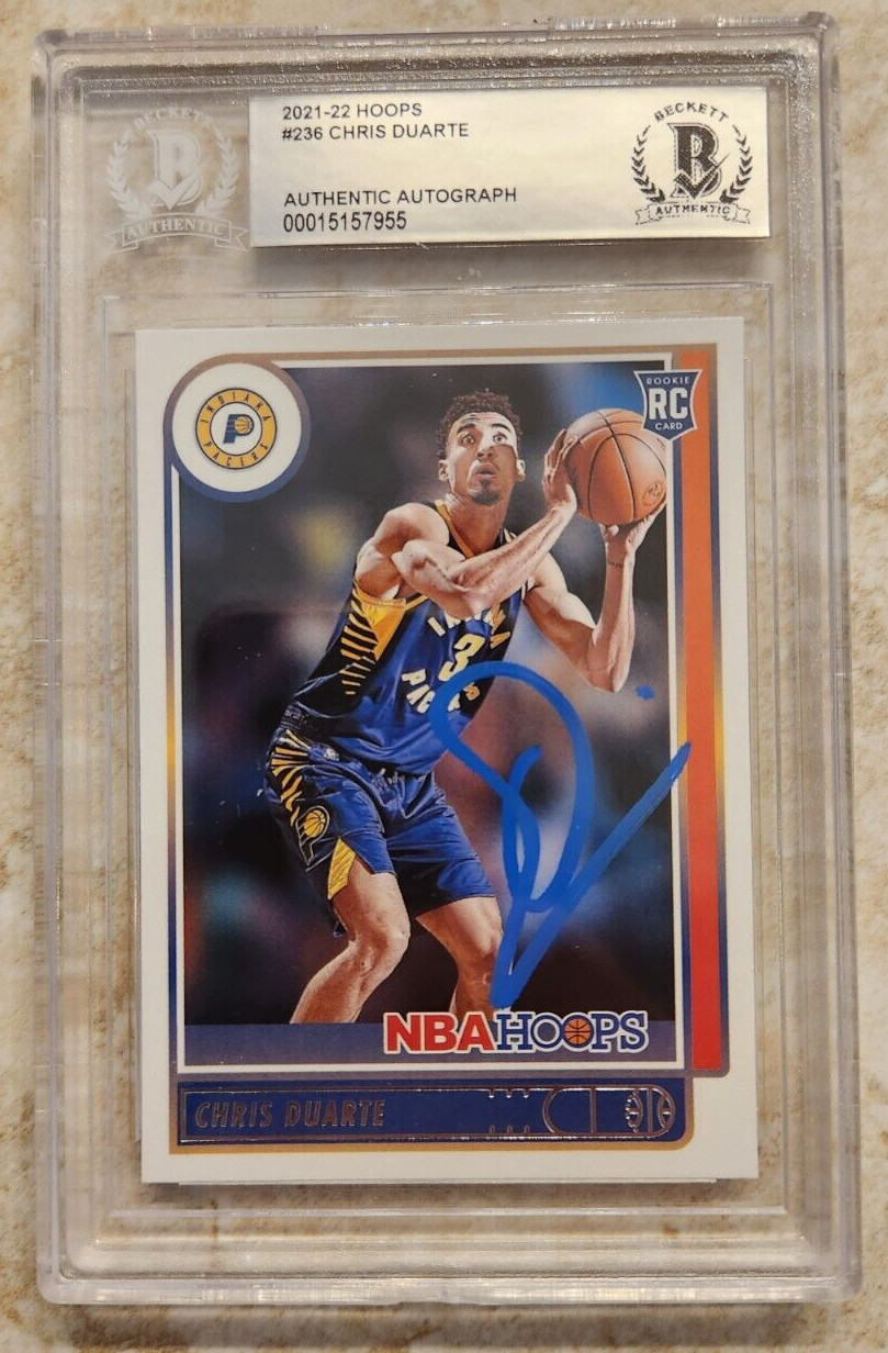 Chris Duarte Signed 2021-22 Hoops Card w BAS COA Beckett Encapsulation Rookie RC
