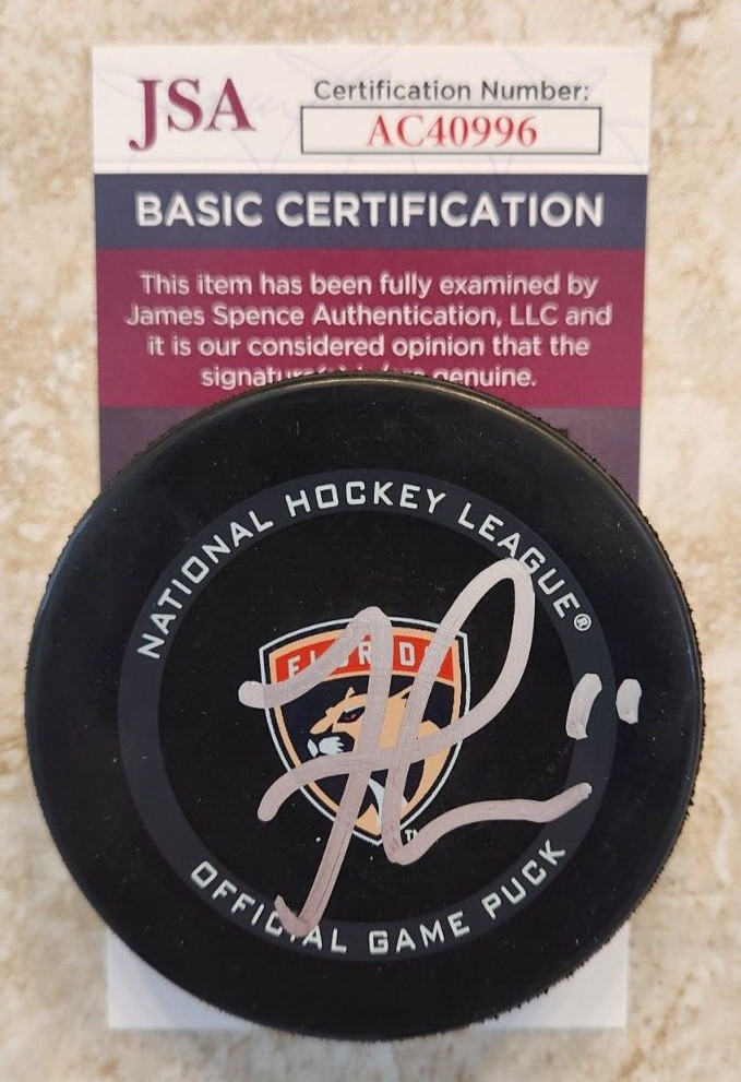 Jonathan Huberdeau Signed Official NHL Game Puck w/ JSA COA Florida Panthers