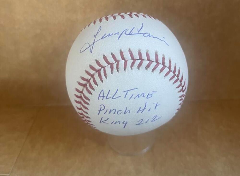 LENNY HARRIS ALL TIME PINCH HIT KING 212 SIGNED AUTO M.L. BASEBALL BECKETT AUTHE