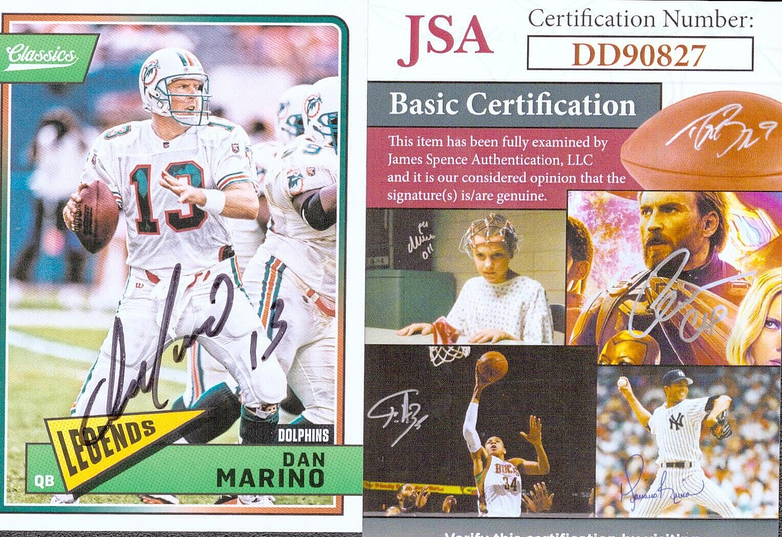 DAN MARINO Signed Autograph NFL Trading Card JSA COA