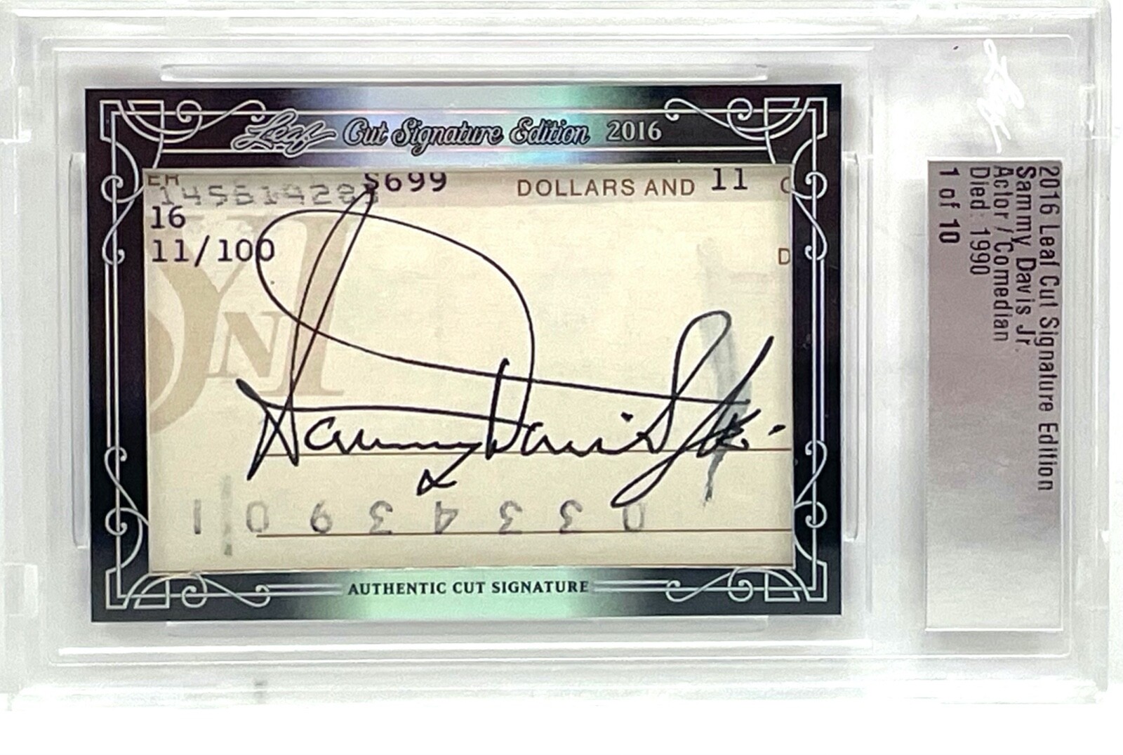 SAMMY DAVIS JR Slabbed Encapsulated Cut Signature 2016 Leaf Cut Edition 1/10