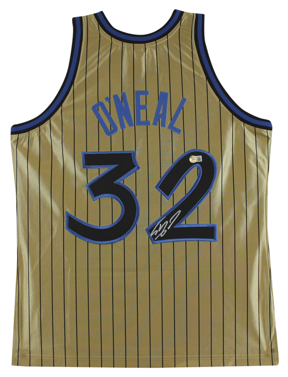 Magic Shaquille O'Neal Authentic Signed Gold M&N 75th Anniversary Jersey BAS Wit