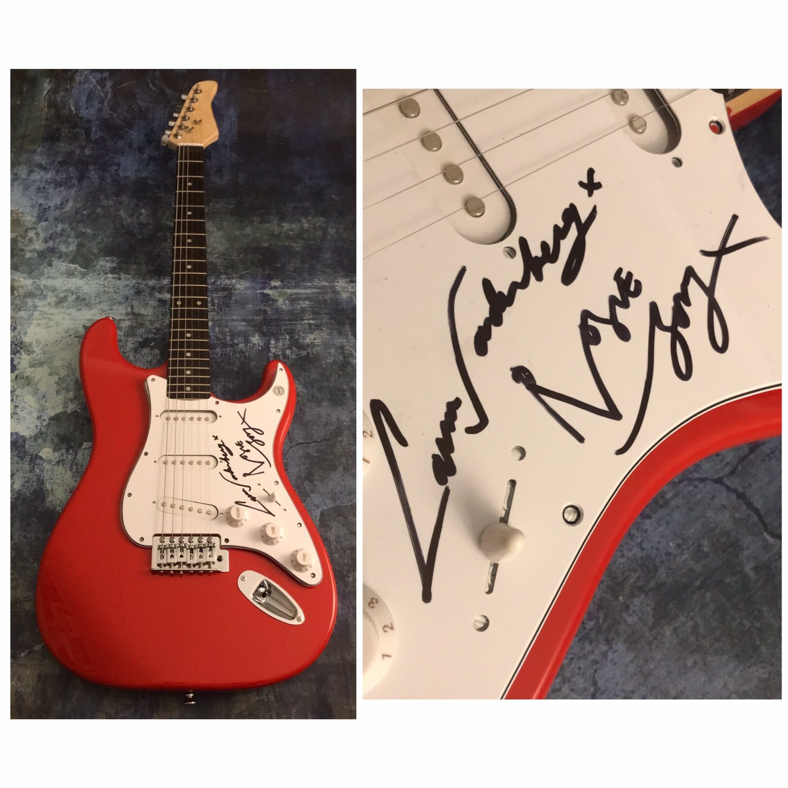 GFA Rosie & Carmen Vandenberg * BONES UK * Band Signed Electric Guitar COA