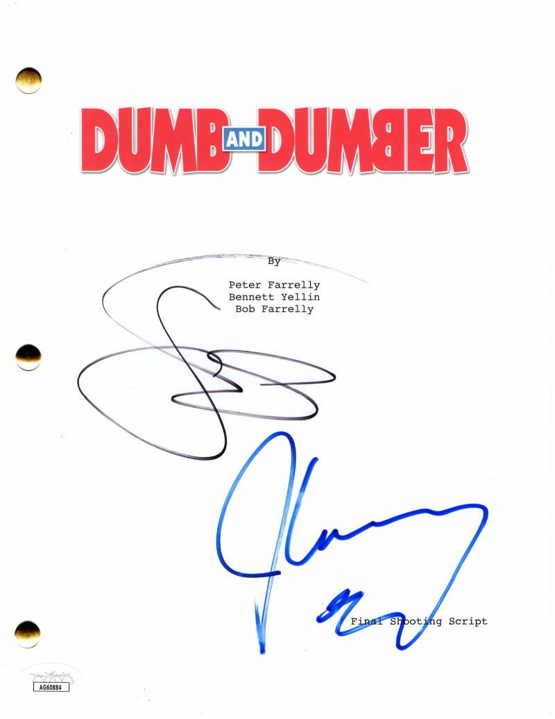 Jim Carrey & Jeff Daniels Signed Autograph Dumb and Dumber Full Movie Script JSA