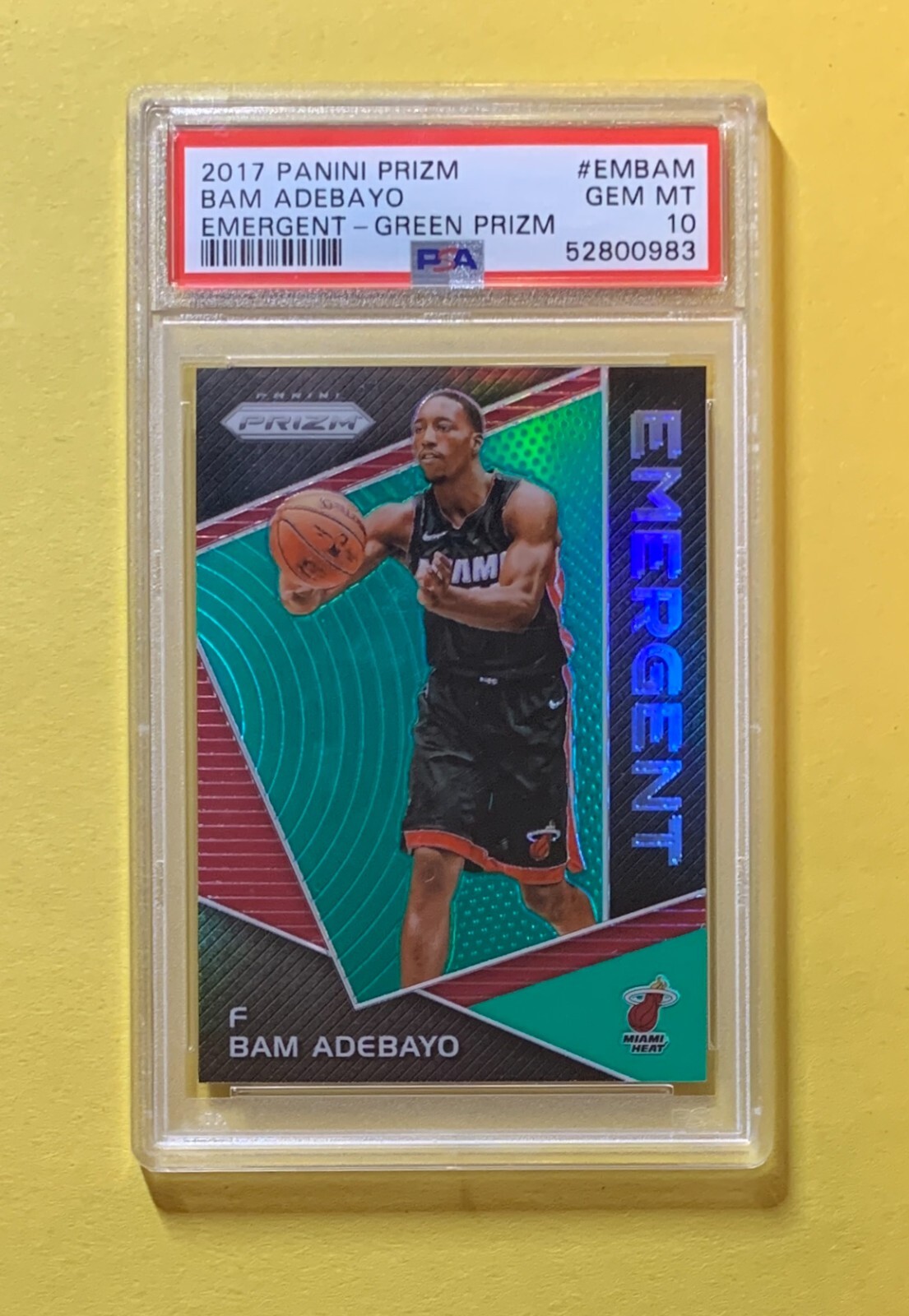 2017 PANINI PRIZM BAM ADEBAYO EMERGENT GREEN PRIZM #EMBAM PSA GEM MT 10