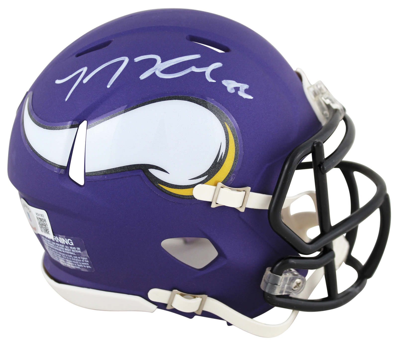 VIKINGS T.J. HOCKENSON AUTHENTIC SIGNED SPEED MINI HELMET BAS WITNESSED COLLECTIBLE MEMORABILIA