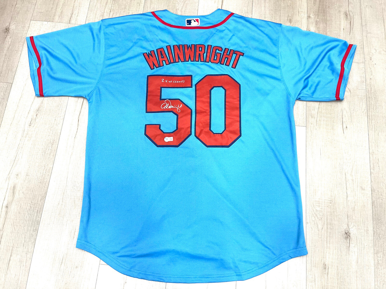 ADAM WAINWRIGHT HAND SIGNED ST LOUIS CARDINALS JERSEY BECKETT BAS CERT #1
