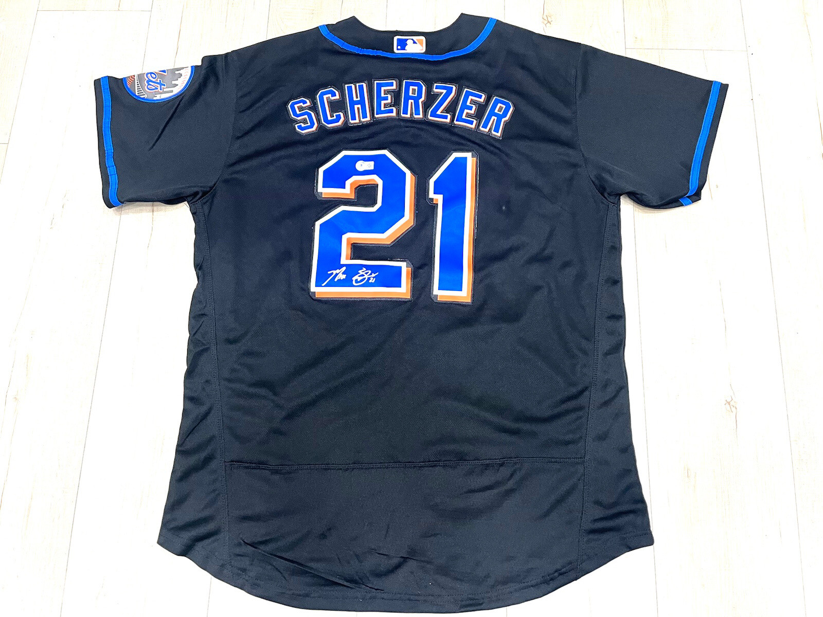 MAX SCHERZER HAND SIGNED NEW YORK METS JERSEY BECKETT BAS CERT #2
