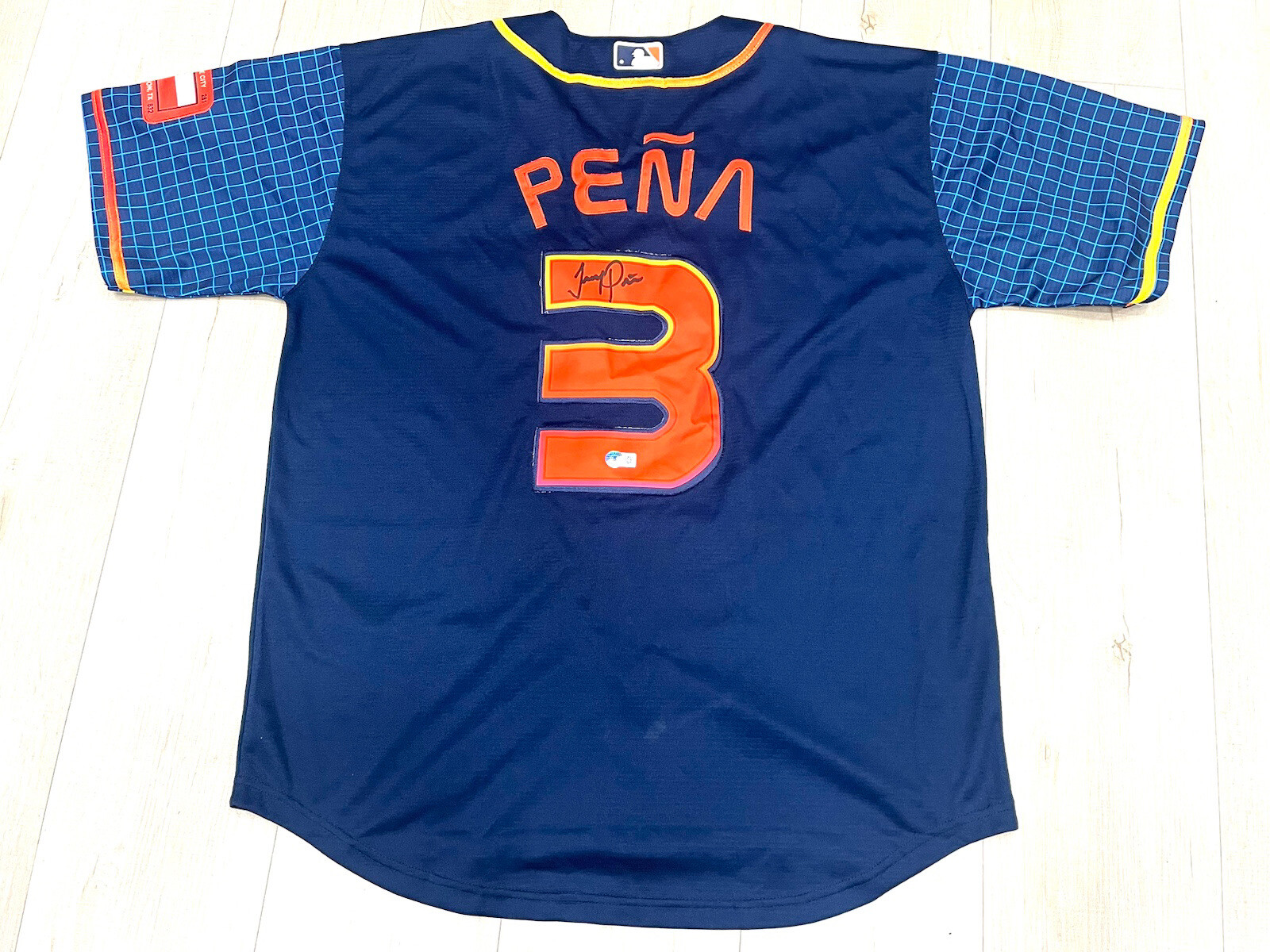 JEREMY PENA SIGNED CITY CONNECT HOUSTON ASTROS SPACE JERSEY BAS BECKETT CERT #3
