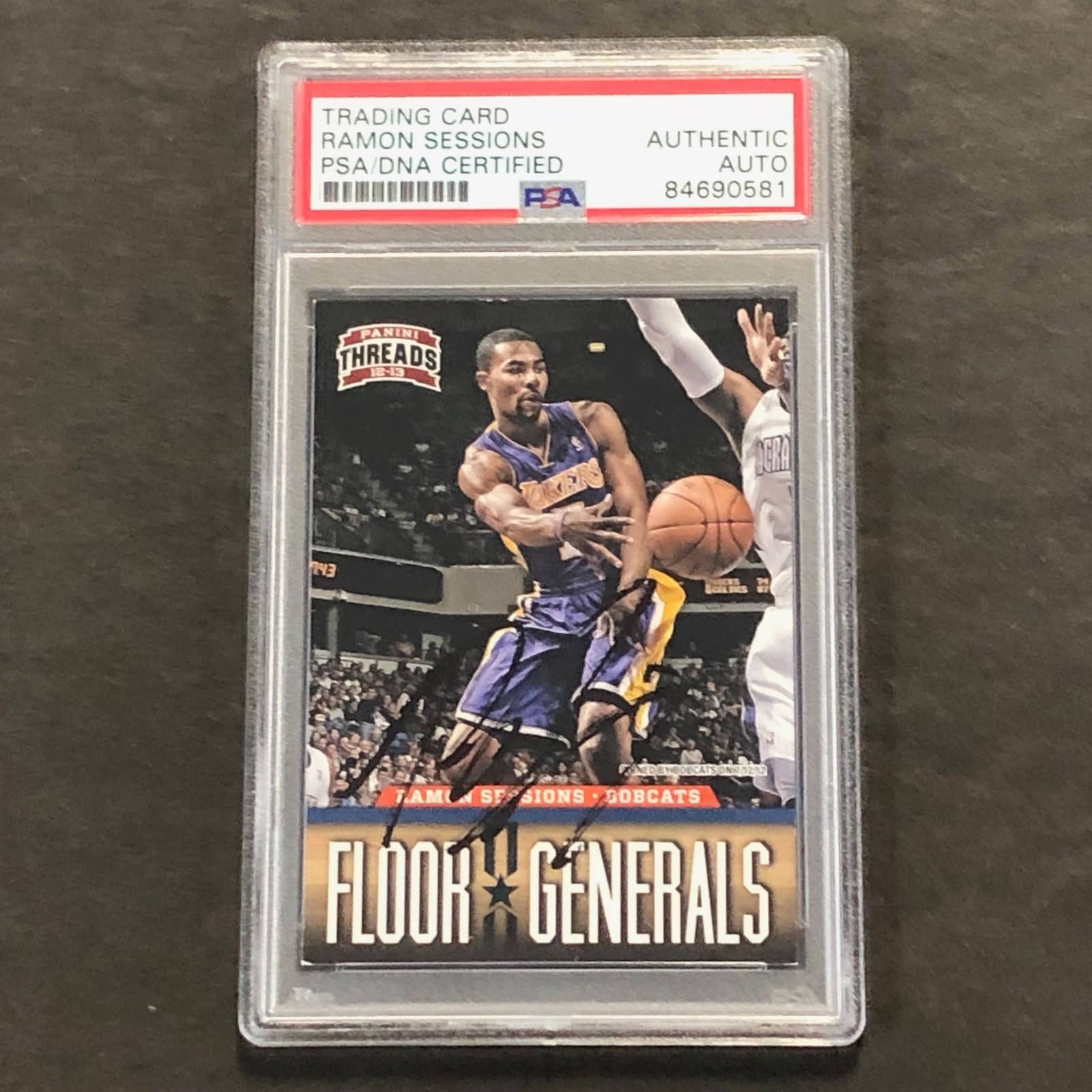 2012-13 PANINI THREADS #16 RAMON SESSIONS SIGNED AUTO PSA SLABBED BOBCATS COLLECTIBLE MEMORABILIA