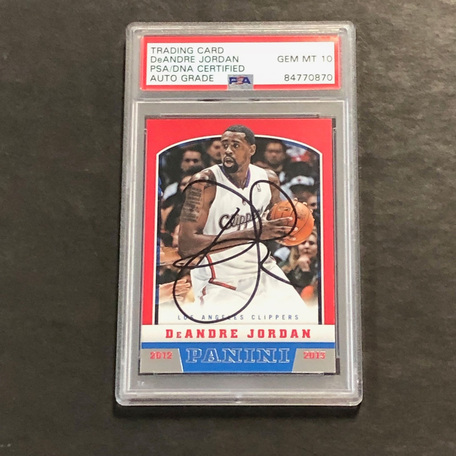 2012-13 Panini Basketball #43 DeAndre Jordan Signed Card AUTO 10 PSA Slabbed Cli