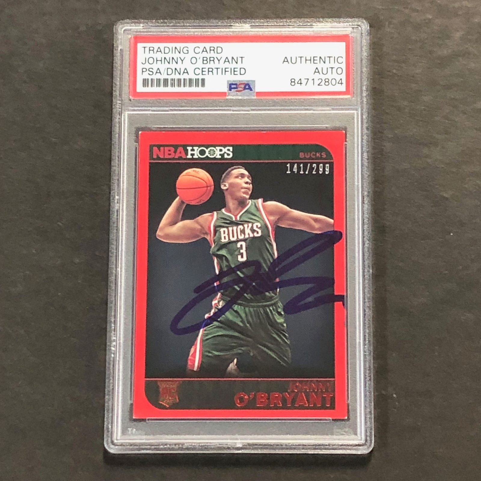 2014-15 NBA Hoops #290 Johnny O'Bryant Signed Card AUTO PSA/DNA Slabbed RC Bucks
