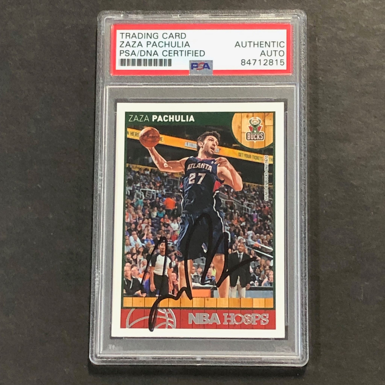 2013-14 NBA Hoops Panini #248 Zaza Pachulia Signed Card AUTO PSA Slabbed Bucks
