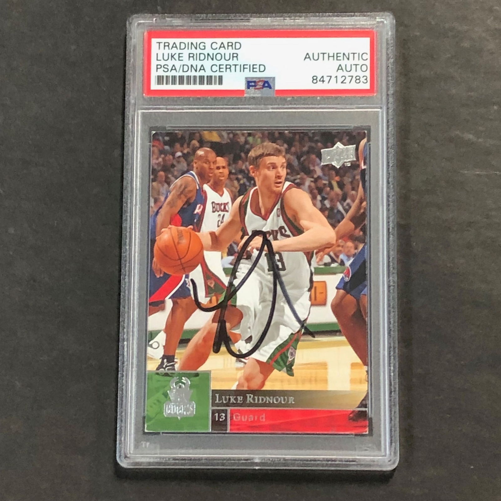 2009-10 Upper Deck #100 Luke Ridnour Signed Card AUTO PSA Slabbed Bucks
