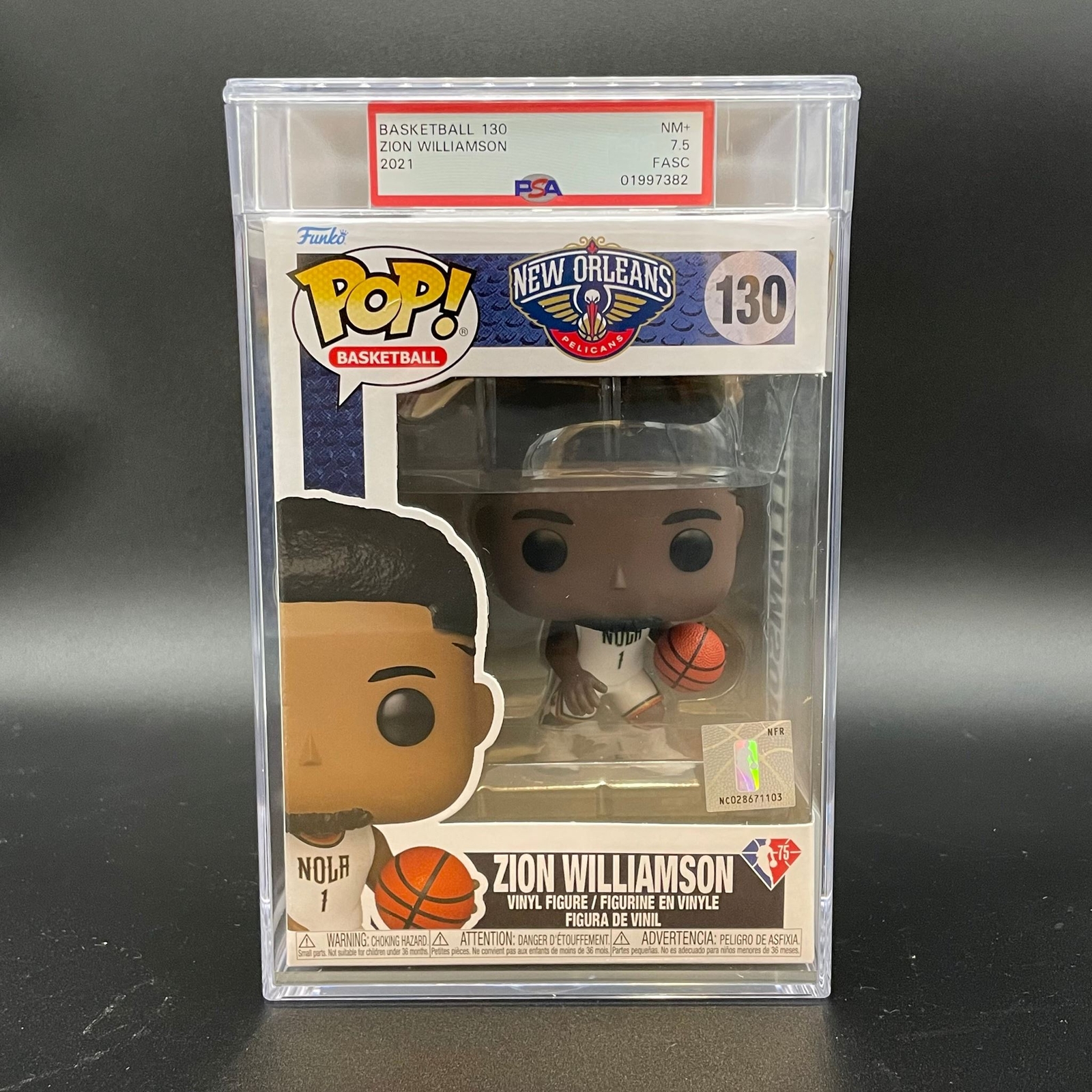 ZION WILLIAMSON ENCAPSULATED FUNKO POP #130 PSA NM 7.5 FASC PELICANS COLLECTIBLE MEMORABILIA