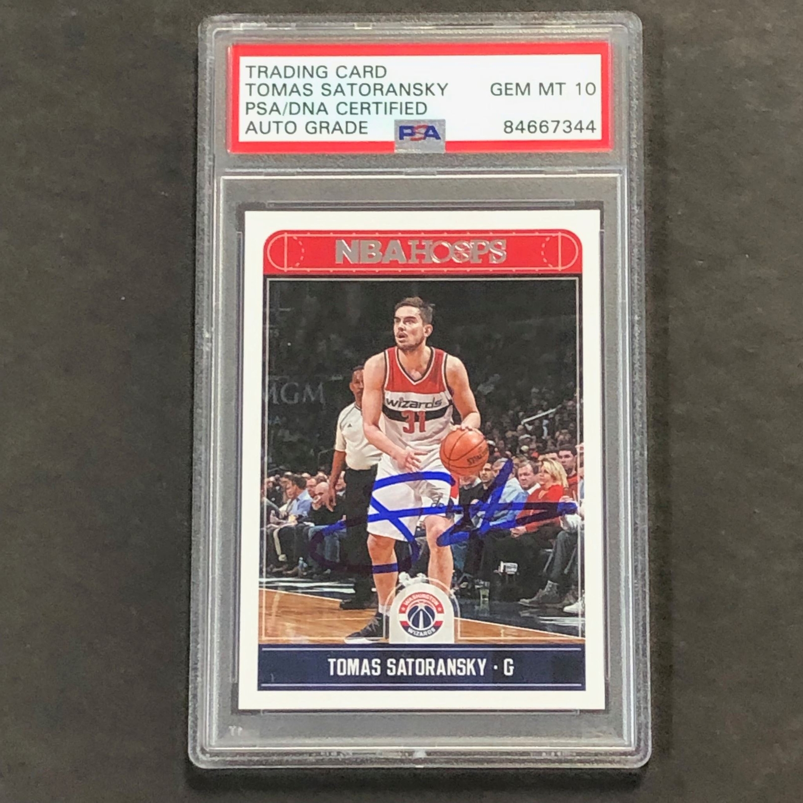 2017-18 NBA Hoops #92 Tomas Satoransky Signed AUTO 10 PSA Slabbed Wizards
