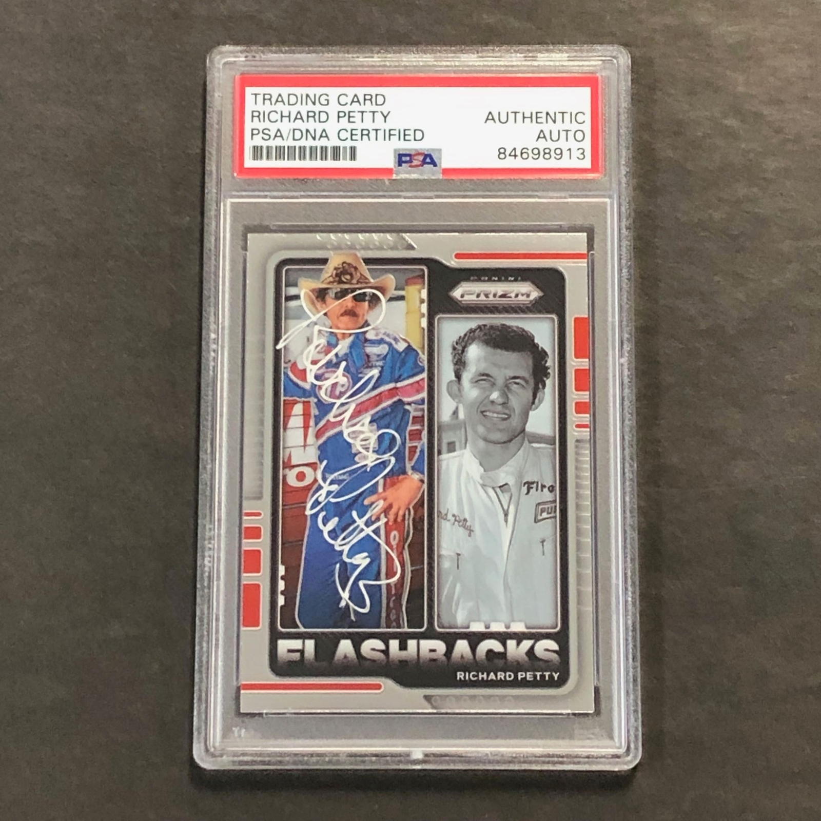 2021 PANINI PRIZM RACING FLASHBACKS #77 RICHARD PETTY SIGNED CARD AUTO PSA SLABB COLLECTIBLE MEMORABILIA