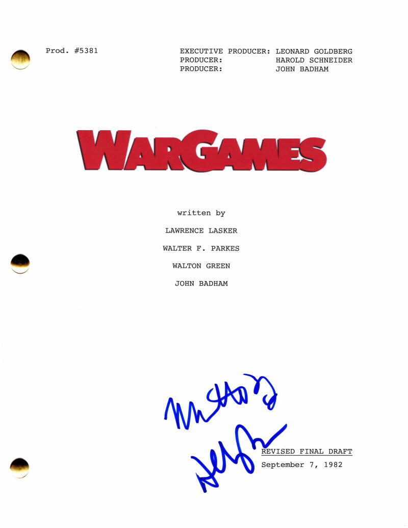 Matthew Broderick & Ally Sheedy Signed Autograph WarGames Full Movie Script
