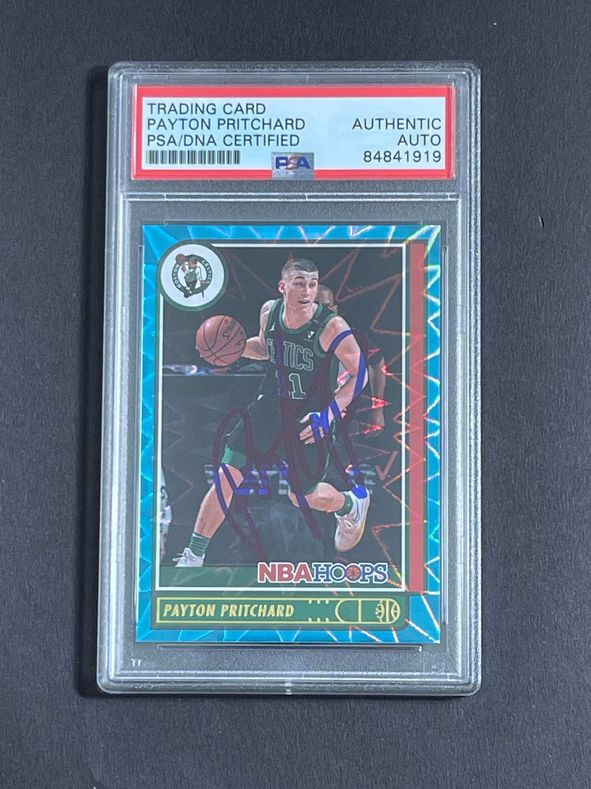 2021-22 NBA Hoops Teel Explosion #59 Payton Pritchard Signed PSA Slabbed Celtics
