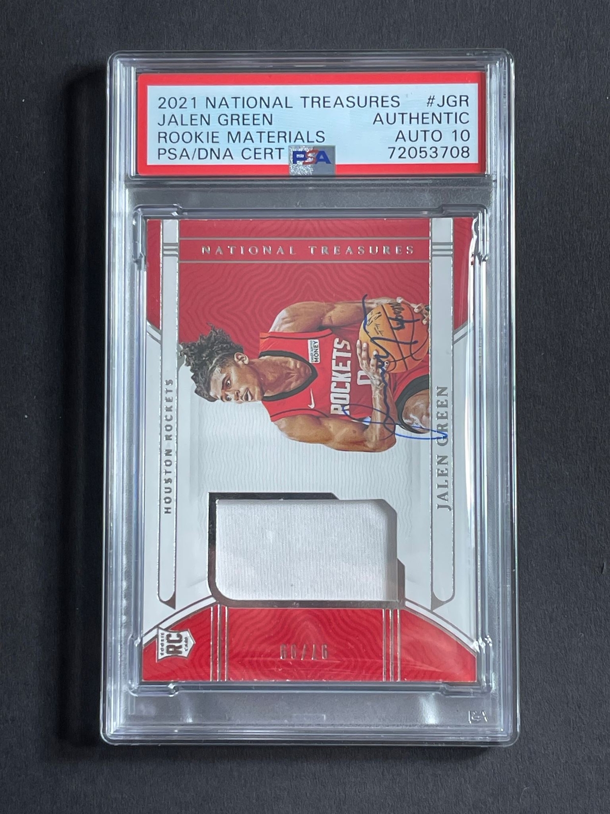 2021 National Treasures #JGR Jalen Green Rookie Materials Auto Grade 10
