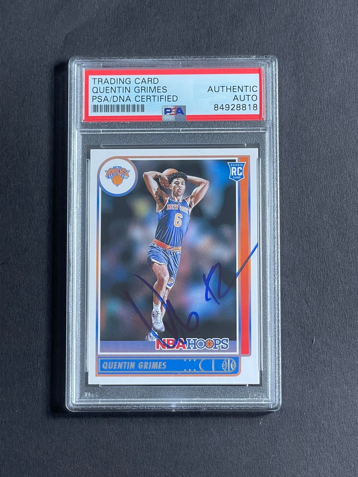2021-22 NBA Hoops #206 Quentin Grimes Signed Card PSA Slabbed Knicks
